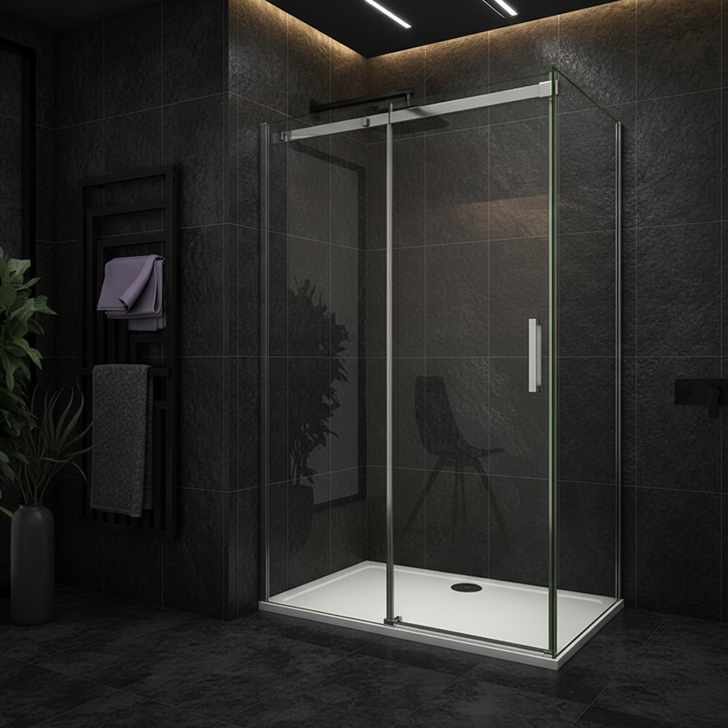 Duschabtrennung Schiebetür Nischentür 195cm 100–160cm 8mm ESG Nano-Glas Doppelseite