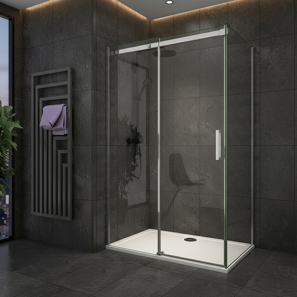 Duschabtrennung Schiebetür Nischentür 195cm 100–160cm 8mm ESG Nano-Glas Doppelseite