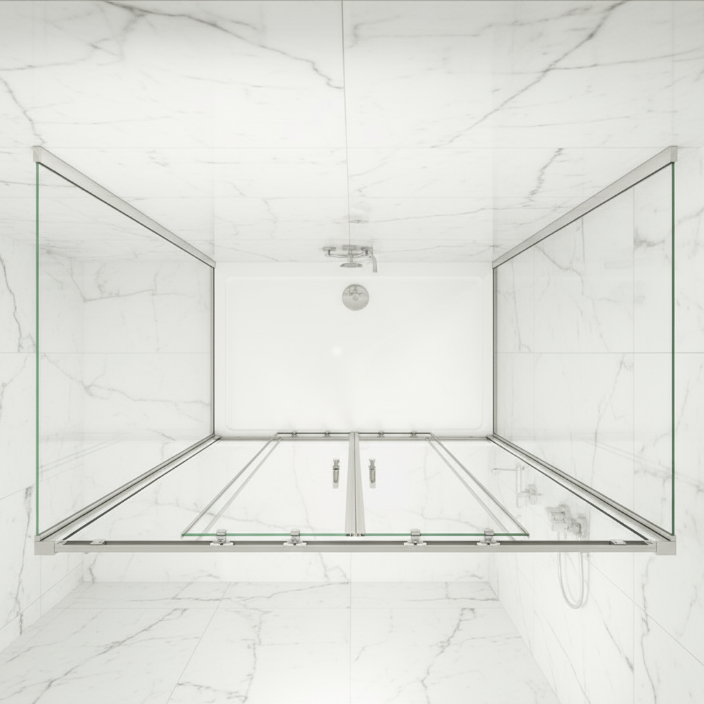 U-Form Duschkabine 120–160 cm, Höhe 190 cm | Schiebetür mit Rahmen & 2 Seitenwänden (70–90 cm), 8mm ESG-Echtglas