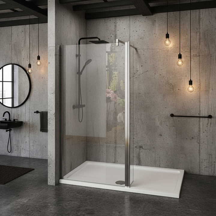 Walk-In Duschkabine 200cm 8mm Nano-Glas Duschwand mit Flipper Panel 30–160cm