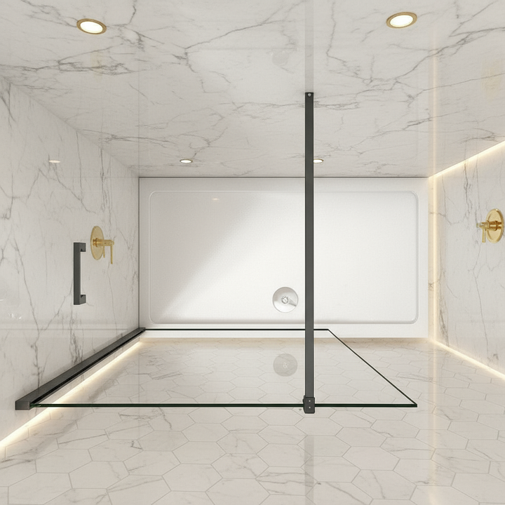 Walk-In Duschabtrennung Schwarz 200cm 8mm Nano-Glas Duschwand 30–160cm