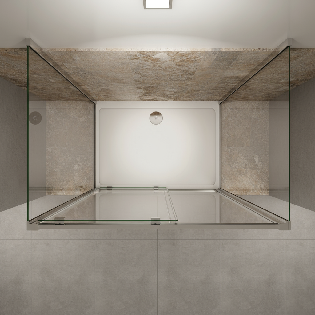 U-Form Duschkabine 100/120/140 cm, Höhe 190 cm | Schiebetür mit 2 Seitenwänden & Duschtasse, 8mm ESG-Nano-Glas