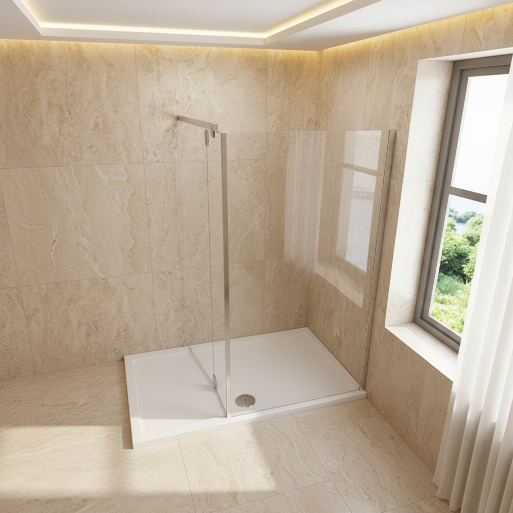 Walk-In Duschwand 200cm 8mm NANO Glas mit/ohne Flipper Panel 25cm 92 - Ohne Duschtasse