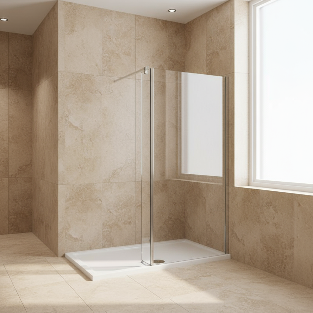 Walk-In Duschwand 200cm 8mm NANO Glas mit/ohne Flipper Panel 25cm 92 - Ohne Duschtasse