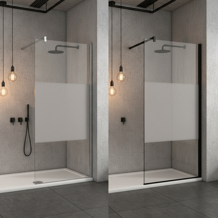 Walk-In Duschwand 200cm Satiniert 8mm NANO Glas mit Glasschutzfolie