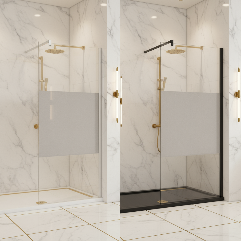 Walk-In Duschwand 200cm Satiniert 8mm NANO Glas mit Glasschutzfolie