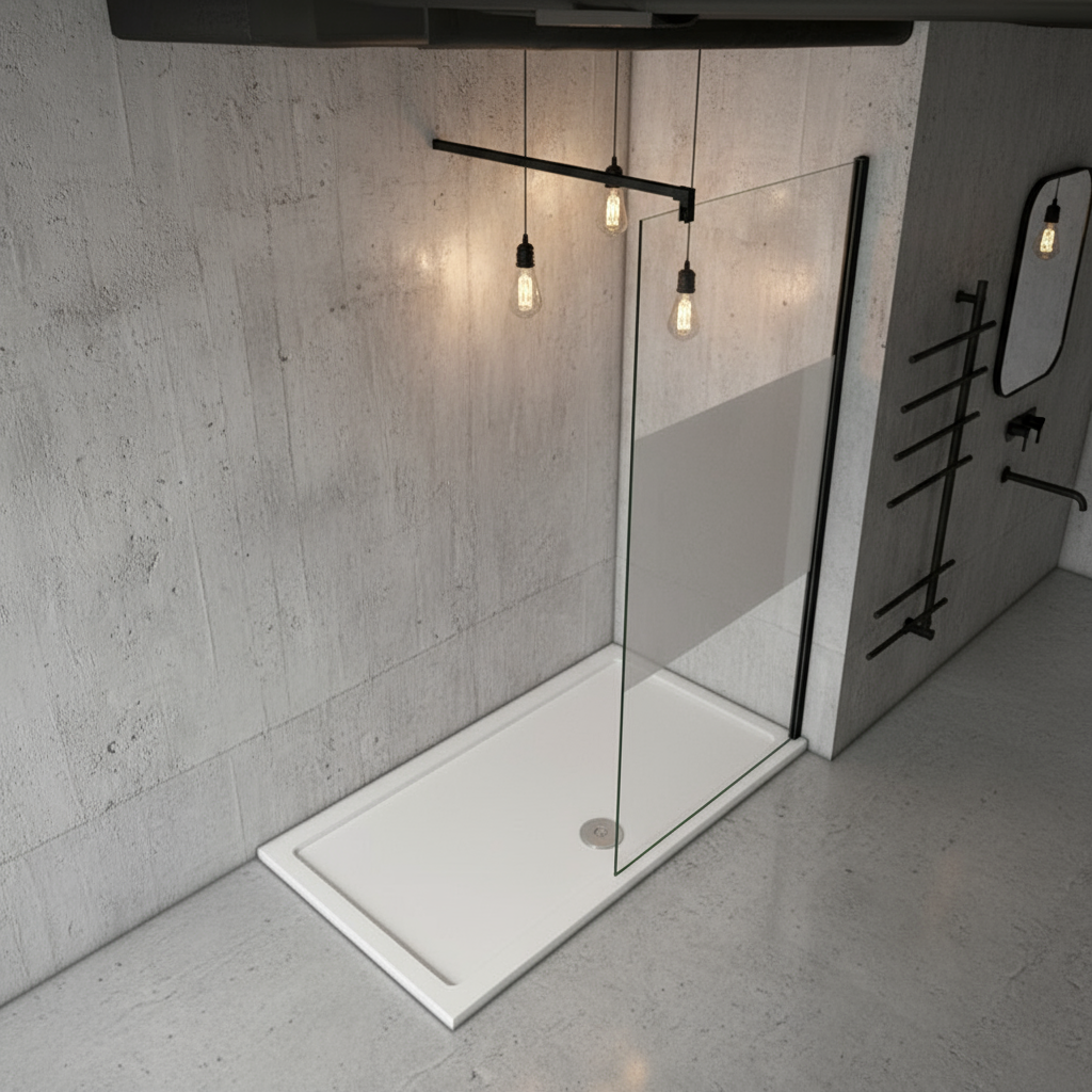 Walk-In Duschwand 200cm Satiniert 8mm NANO Glas mit Glasschutzfolie