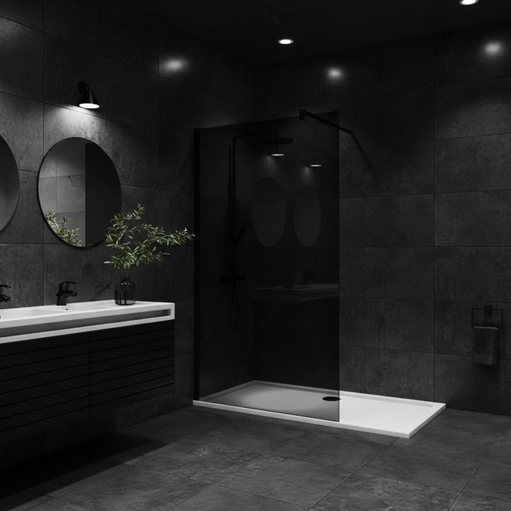 Walk-In Duschwand 200cm 10mm NANO Rauchglas mit Glasschutzfolie