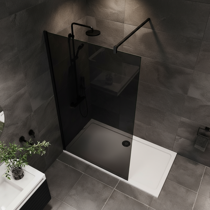 Walk-In Duschwand 200cm 10mm NANO Rauchglas mit Glasschutzfolie