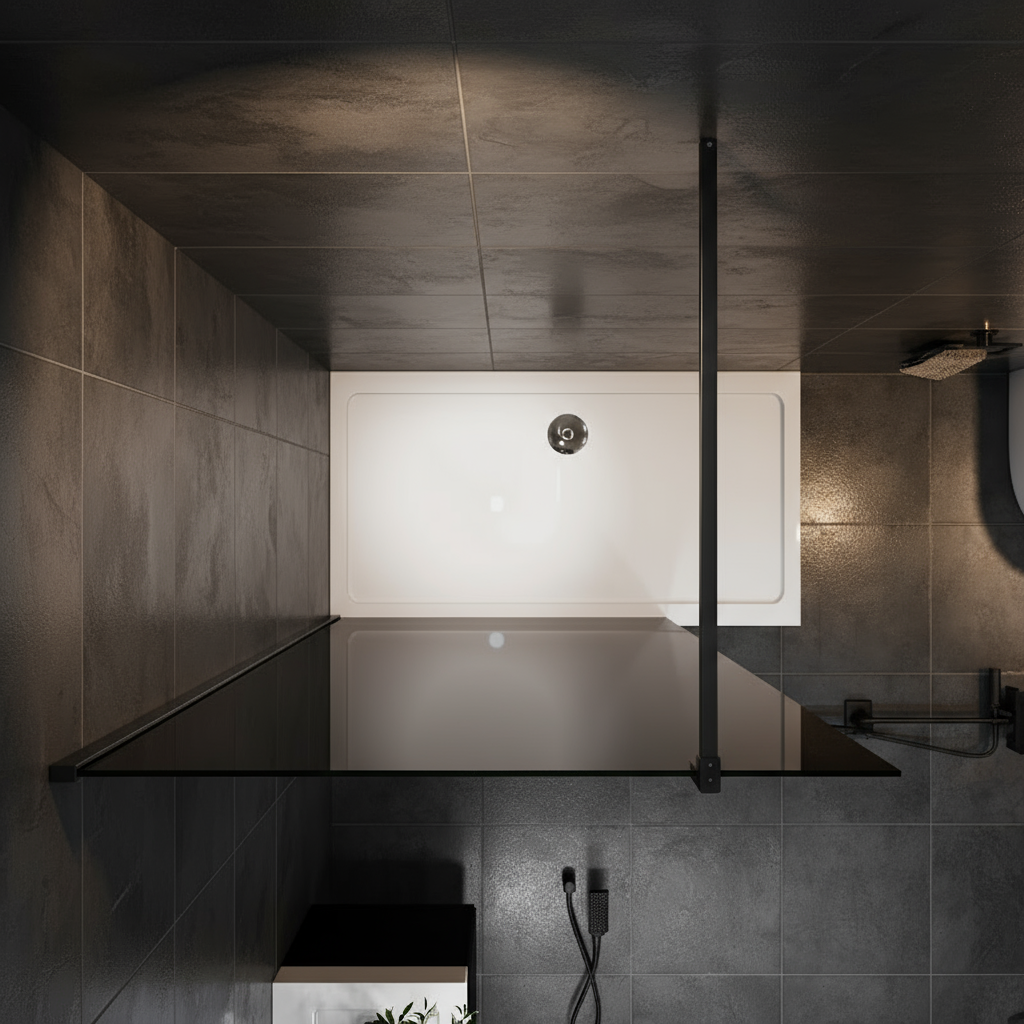 Walk-In Duschwand 200cm 10mm NANO Rauchglas mit Glasschutzfolie