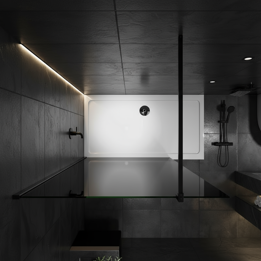 Walk-In Duschwand 200cm 10mm NANO Rauchglas mit Glasschutzfolie