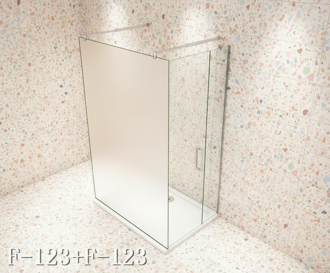 Walk-In Duschwand Milchglas 200cm | 10mm NANO Glas mit Glasschutzfolie & 2 Stabilisatoren