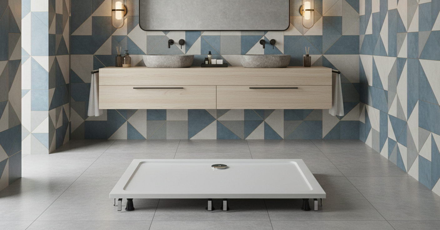 Schürze & Stellfüße Set für Quadrat / Rechteck Duschtasse | Höhenverstellbar & Stabil