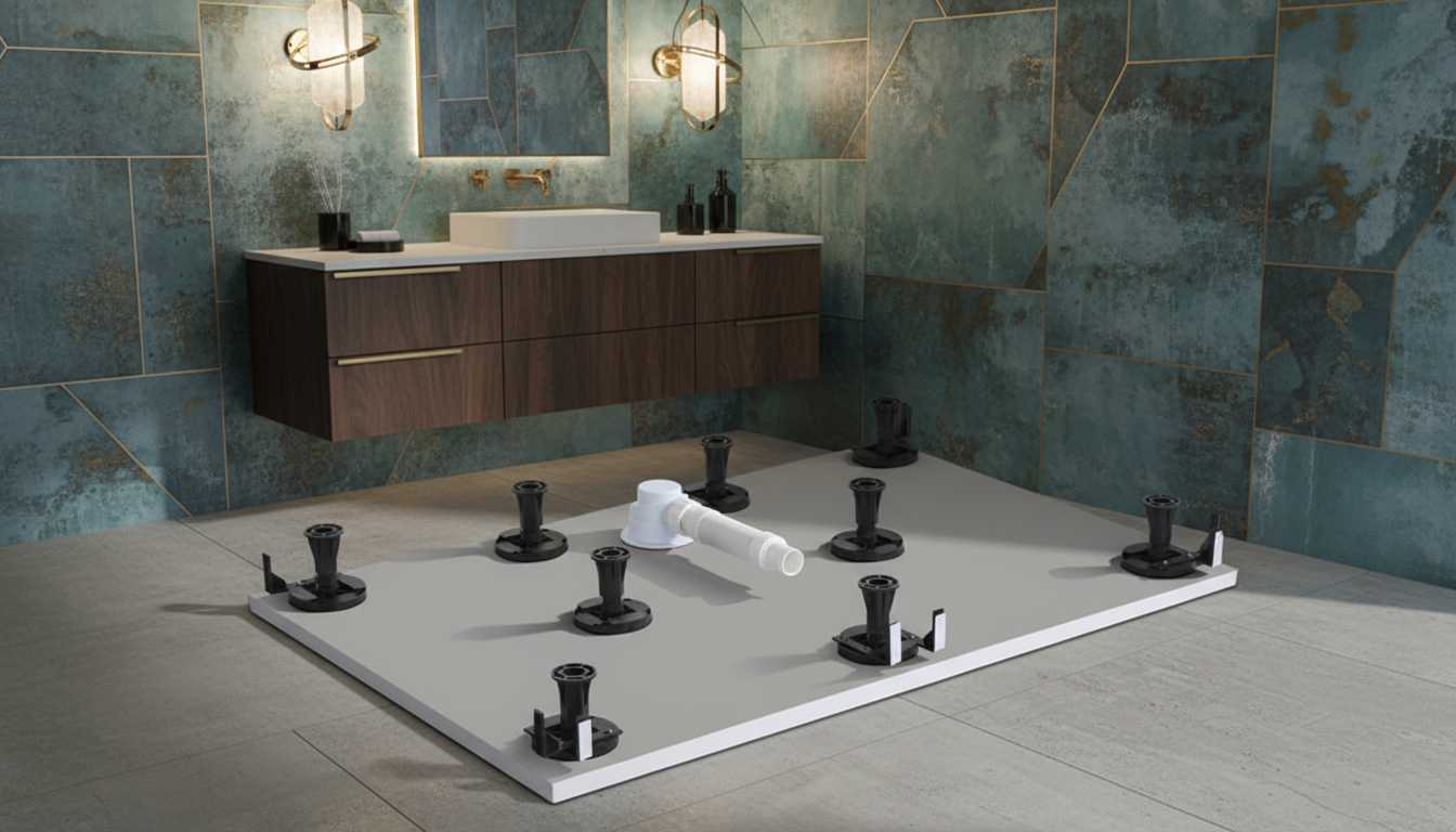 Schürze & Stellfüße Set für Quadrat / Rechteck Duschtasse | Höhenverstellbar & Stabil