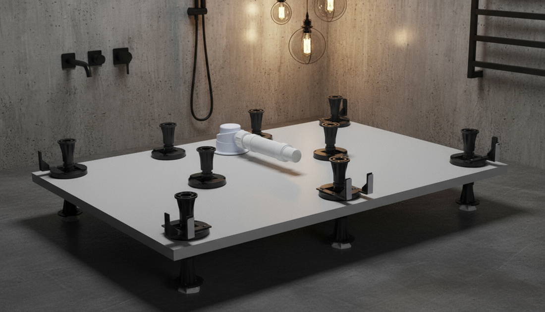 Schürze & Stellfüße Set für Quadrat / Rechteck Duschtasse | Höhenverstellbar & Stabil