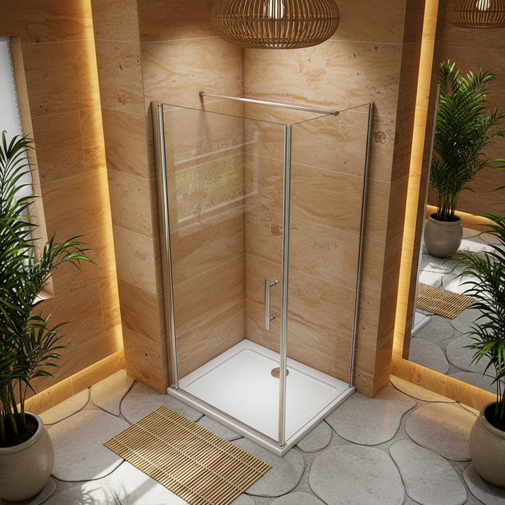 Duschkabine mit Drehtür & Seitenwand | Nischentür Dusche, 6mm NANO-Glas, Höhe 190 cm