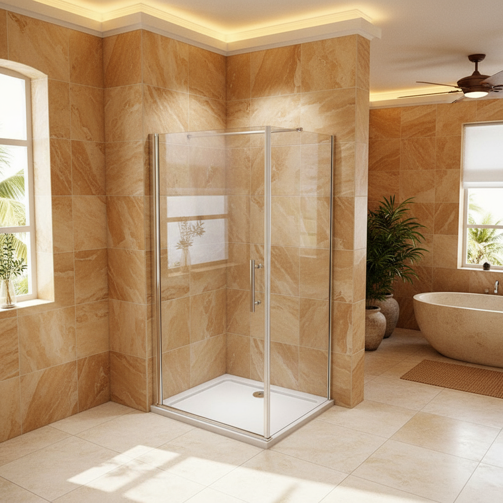 Duschkabine mit Drehtür & Seitenwand | Nischentür Dusche, 6mm NANO-Glas, Höhe 190 cm