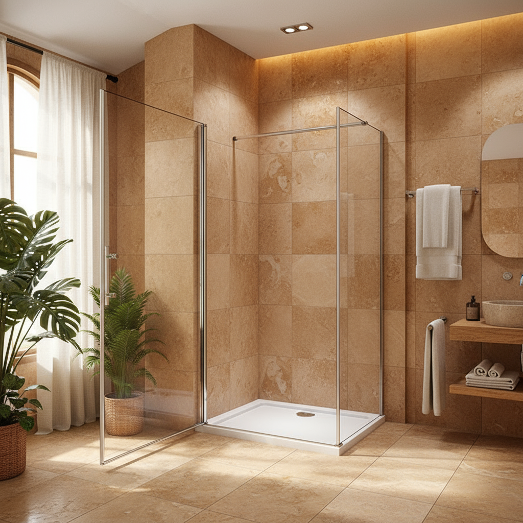 Duschkabine mit Drehtür & Seitenwand | Nischentür Dusche, 6mm NANO-Glas, Höhe 190 cm