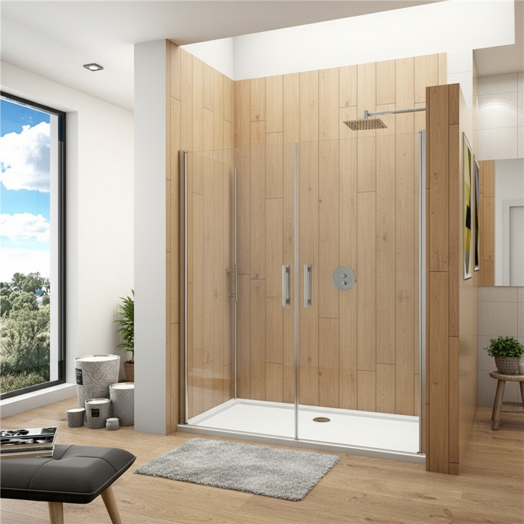 Nischentür Duschabtrennung 185 cm | B.1318–1958 mm Doppeltür Pendeltür Duschtür 6 mm Nano Glas