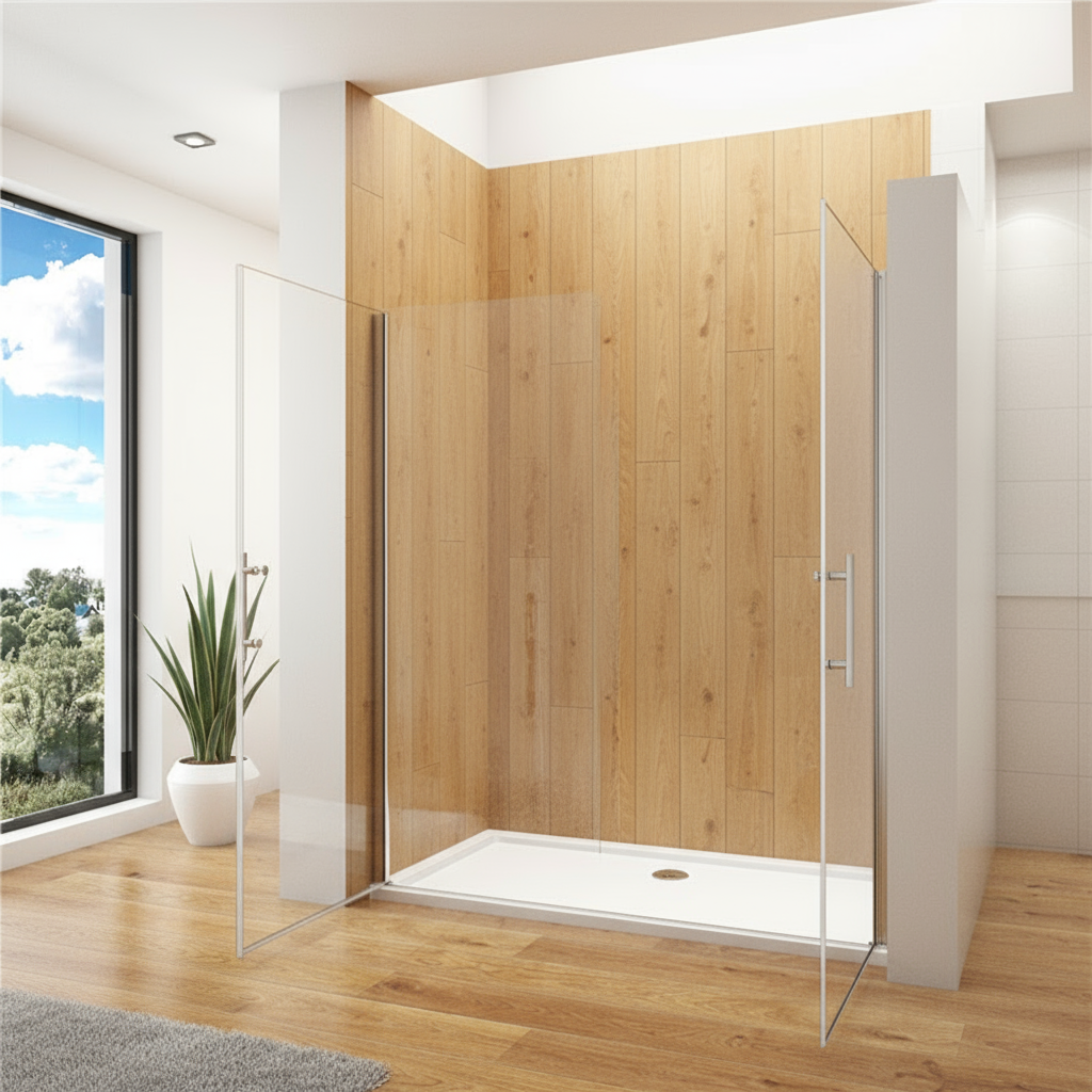 Nischentür Duschabtrennung 185 cm | B.1318–1958 mm Doppeltür Pendeltür Duschtür 6 mm Nano Glas