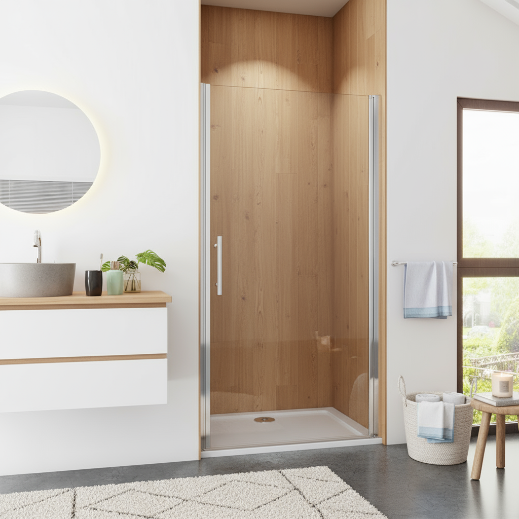 Nischentür Dusche 70–100 cm | Drehtür Duschabtrennung, Höhe 185 cm, 6mm NANO-Glas Duschwand