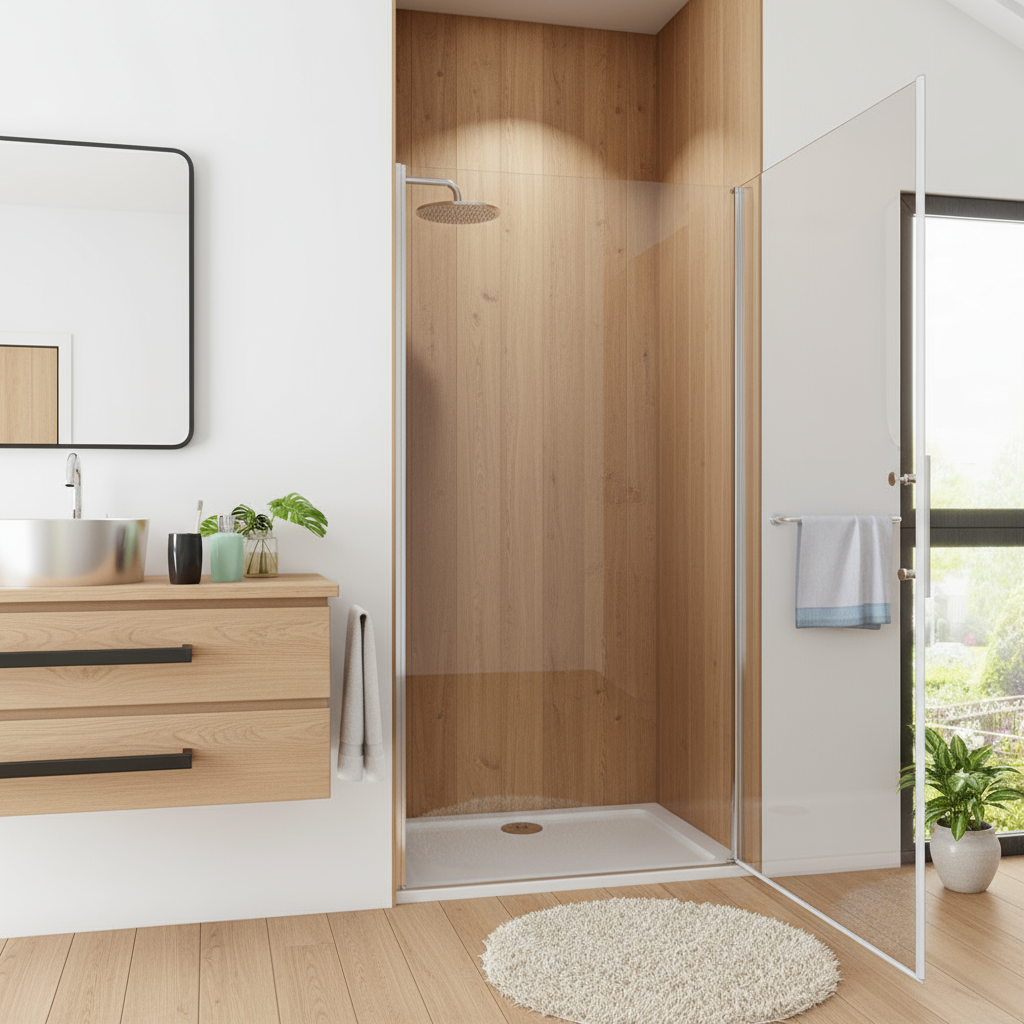 Nischentür Dusche 70–100 cm | Drehtür Duschabtrennung, Höhe 185 cm, 6mm NANO-Glas Duschwand