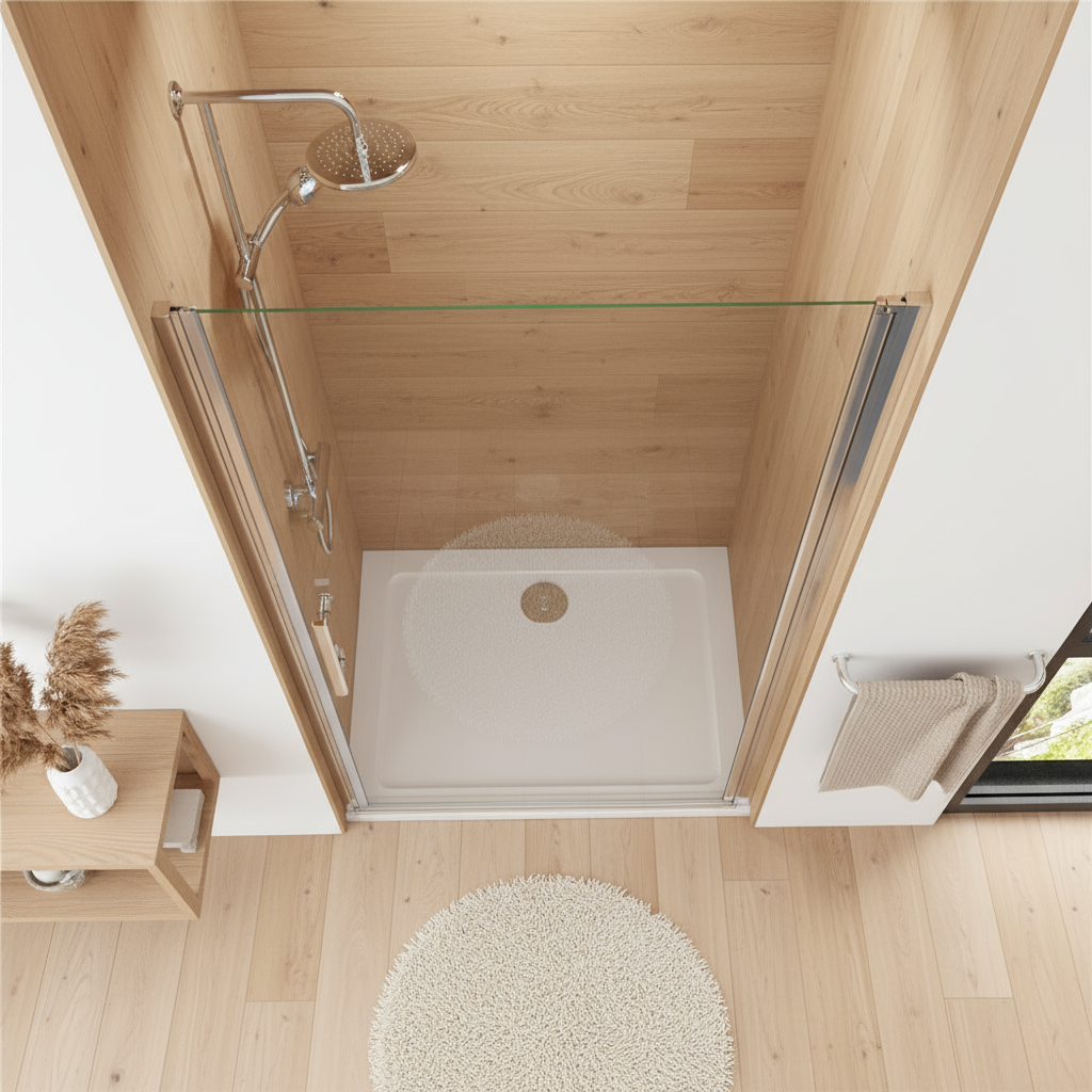 Nischentür Dusche 70–100 cm | Drehtür Duschabtrennung, Höhe 185 cm, 6mm NANO-Glas Duschwand