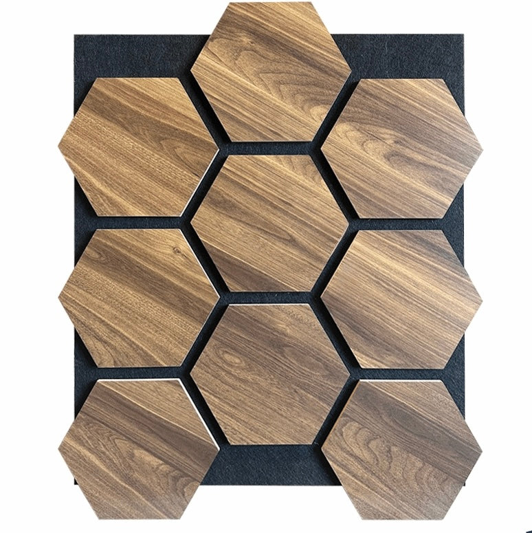 Hexagon Wandpaneel Walnuss 65×80 – Warmes Holzdesign mit akustischer Wirkung