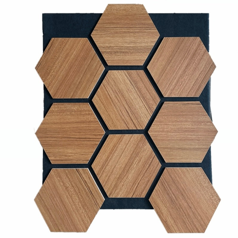 Hexagon Wandpaneel Teak 65×80 – Geometrisches Design mit warmer Holzoptik