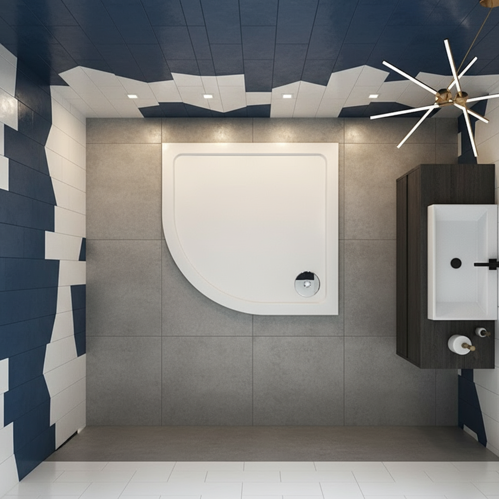 90x90cm Viertelkreis Duschwanne | Kunststein Duschtasse mit Acrylbeschichtung – Runddusche Brausewanne