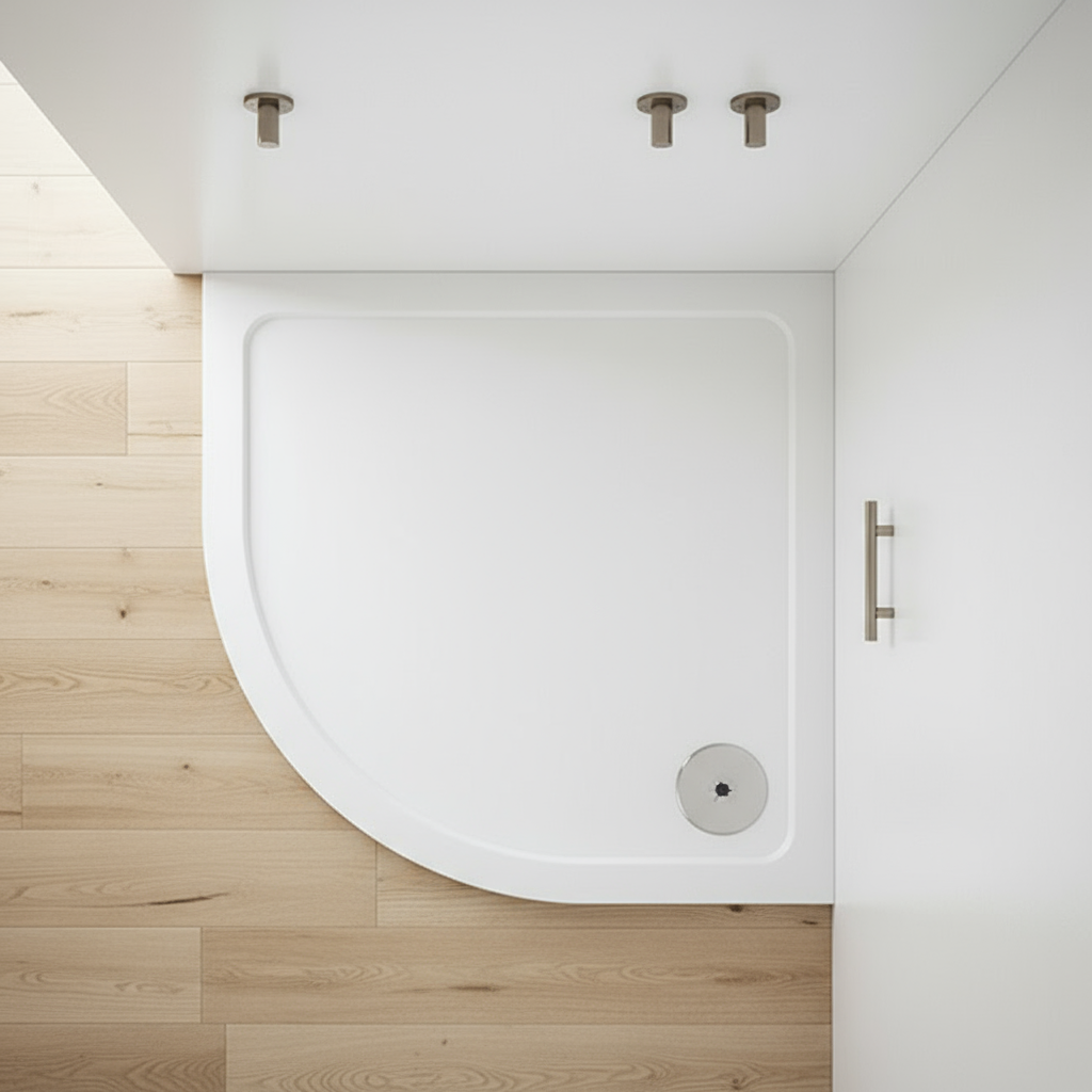 90x90cm Viertelkreis Duschwanne | Kunststein Duschtasse mit Acrylbeschichtung – Runddusche Brausewanne