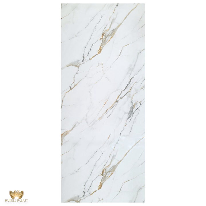 PVC Wandpaneel Marmor mit Gold Akzenten 280 x 120 cm Wasserfest und fugenlos