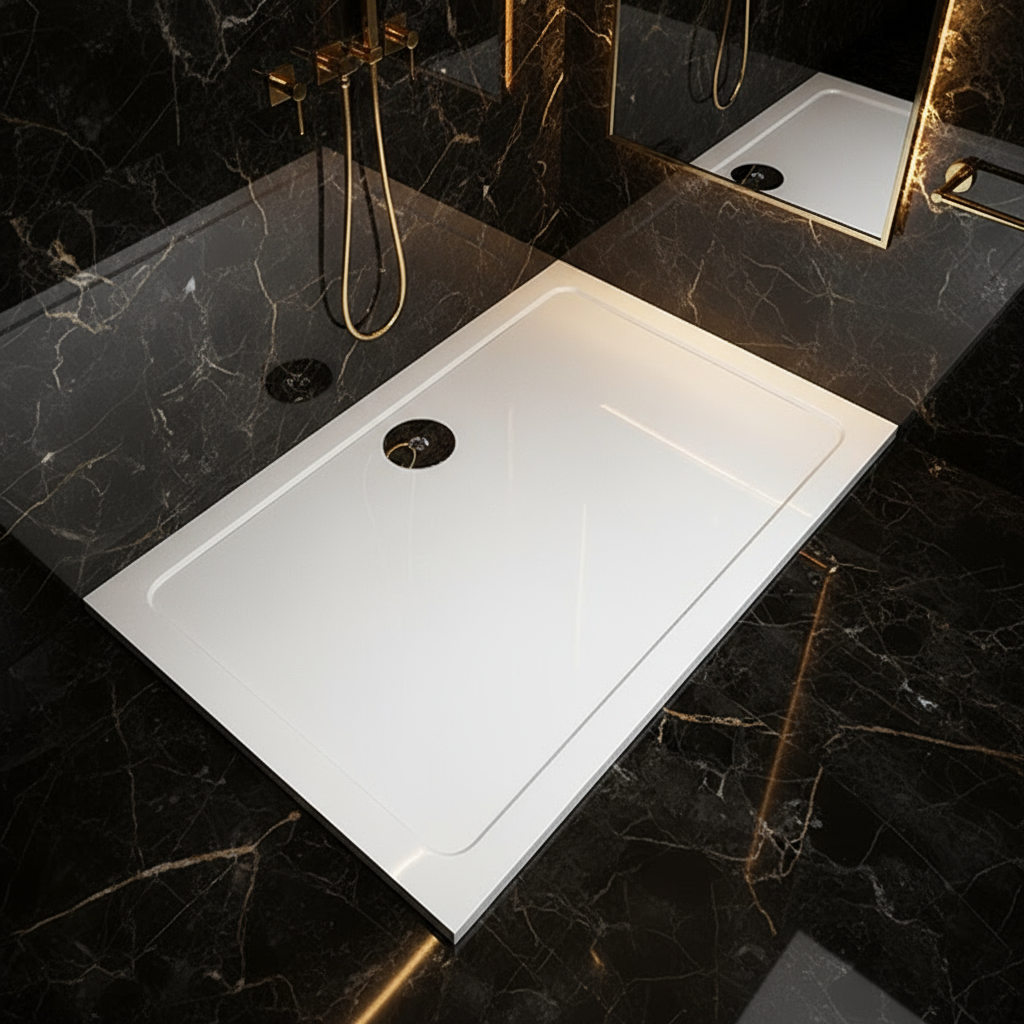 30mm Duschwanne Quadrat & Rechteck | Kunststein mit Acrylbeschichtung – Flach, Stabil & Modern