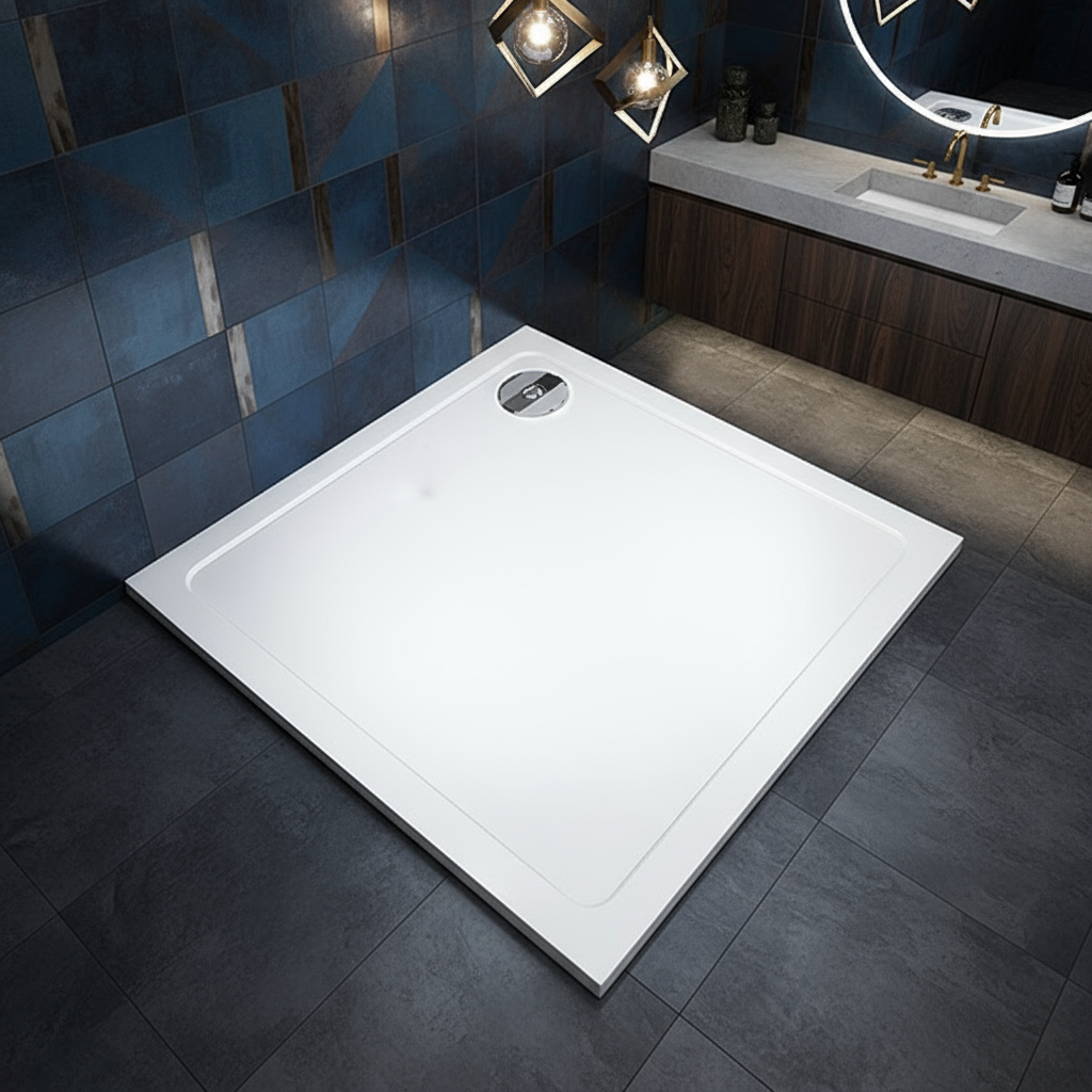 30mm Duschwanne Quadrat & Rechteck | Kunststein mit Acrylbeschichtung – Flach, Stabil & Modern