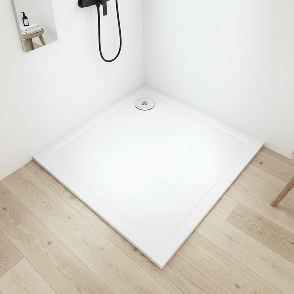 30mm Duschwanne Quadrat & Rechteck | Kunststein mit Acrylbeschichtung – Flach, Stabil & Modern