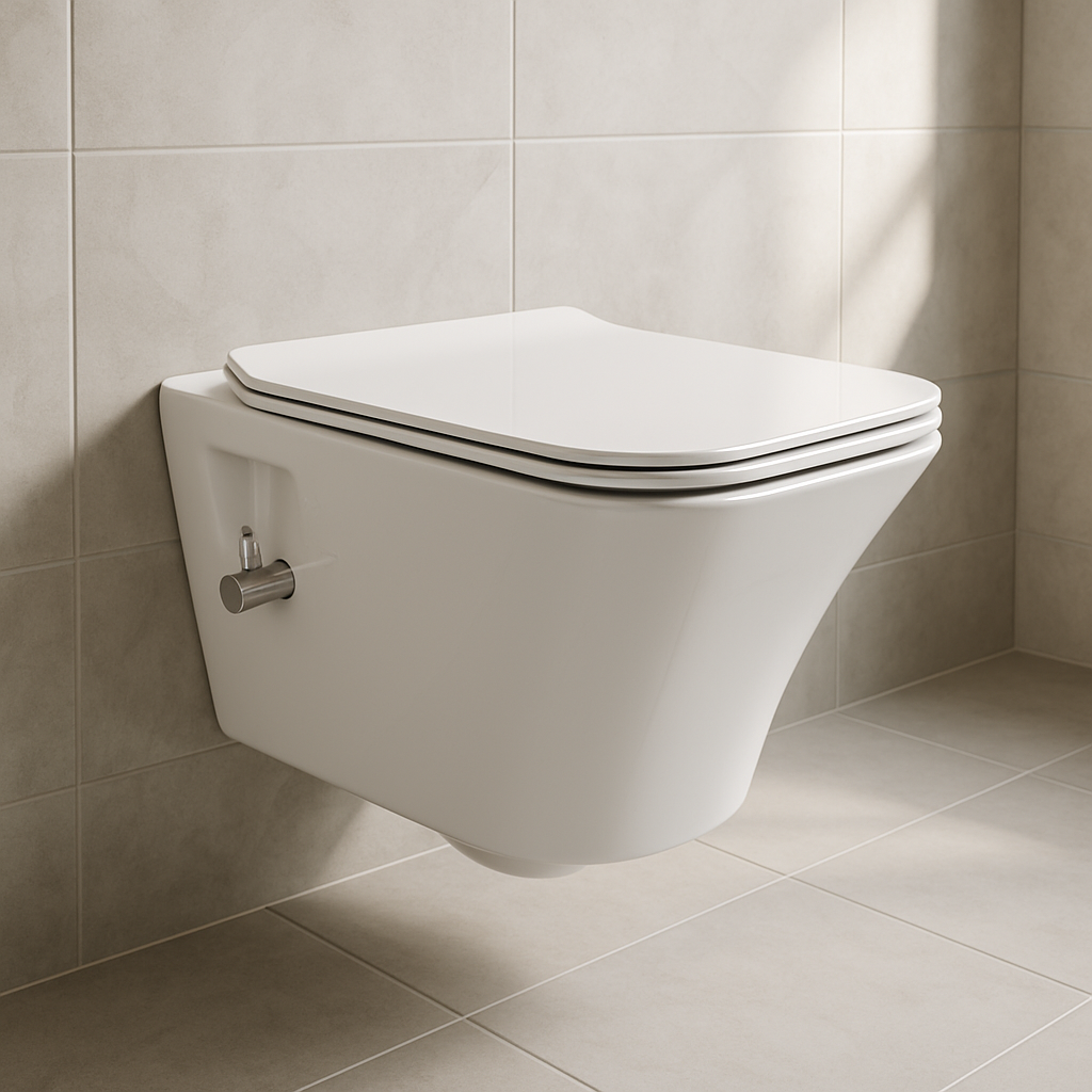 Wand-WC Ibiza Rimless mit integriertem Bidetanschluss (Kalt- & Warmwasser)