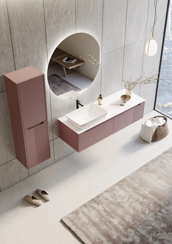 Biella Badmöbel Set - Keramik Aufsatzbecken - Matt MDF - Soft-Close Schubladen & Türen