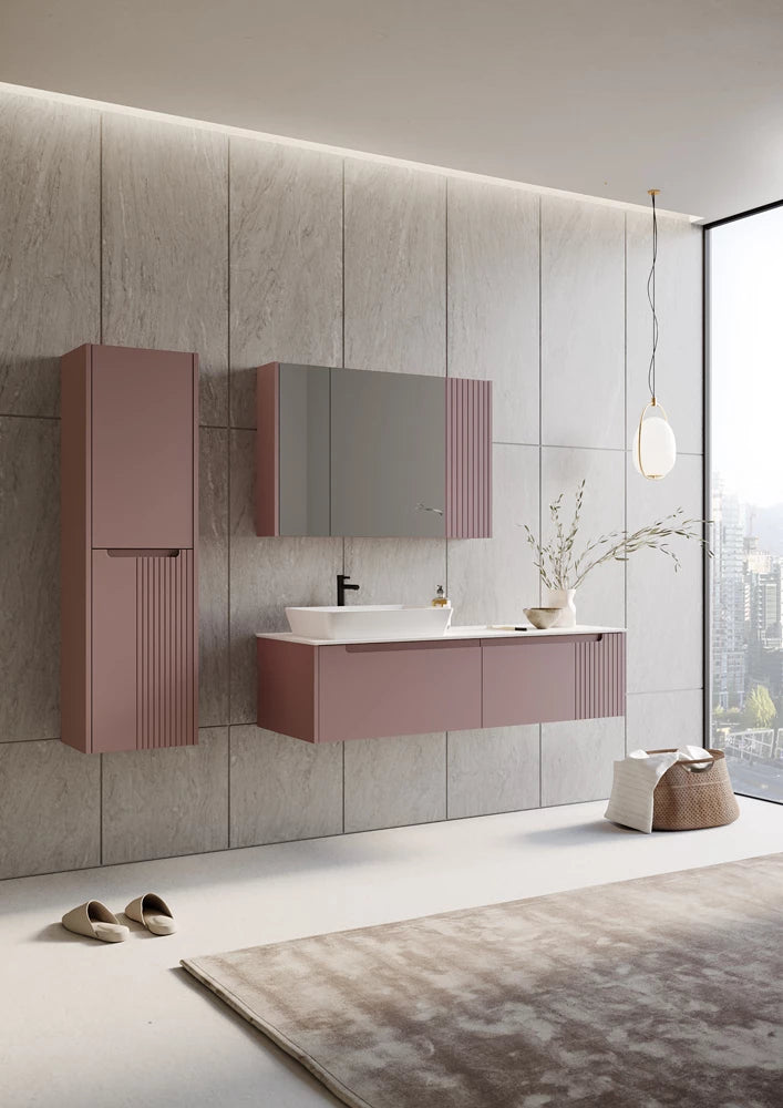 Biella Badmöbel Set - Keramik Aufsatzbecken - Matt MDF - Soft-Close Schubladen & Türen