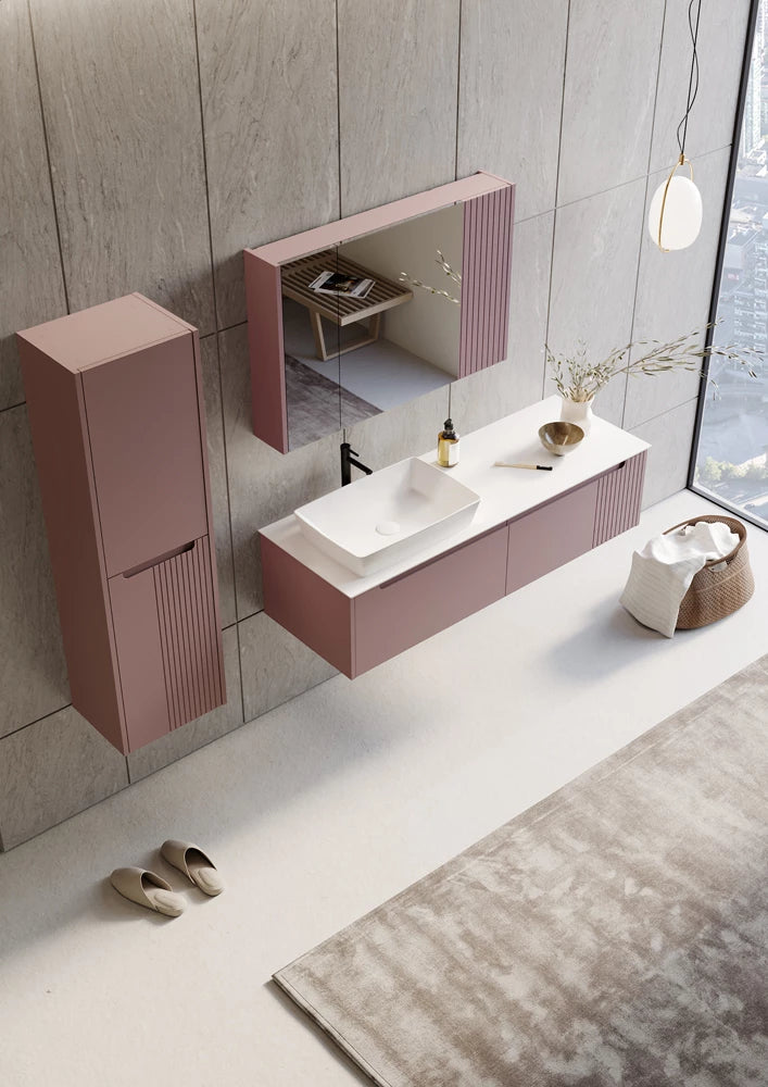Biella Badmöbel Set - Keramik Aufsatzbecken - Matt MDF - Soft-Close Schubladen & Türen