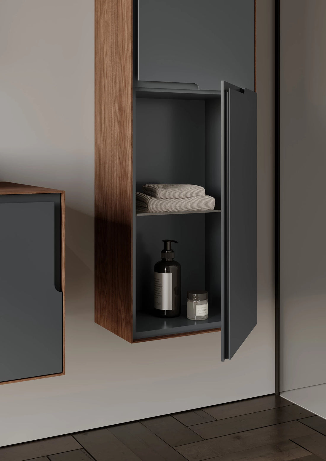 Craft Badmöbel Set mit LED Spiegel & Keramik Waschbecken – 80/100/120 cm & 40 cm Hochschrank