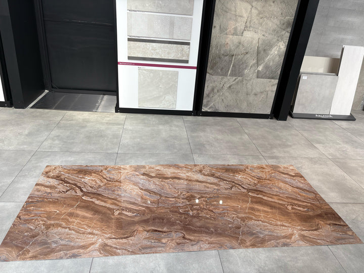 PVC Wandpaneel Braun Marmoroptik 280 × 122 cm | Fugenarme wasserfeste PVC Paneele