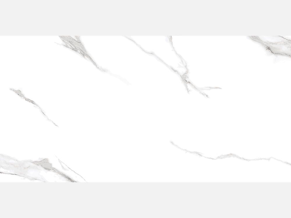 Calacatta White Marmoroptik Fliese 60x120 cm Glänzend – Rektifiziertes Feinsteinzeug