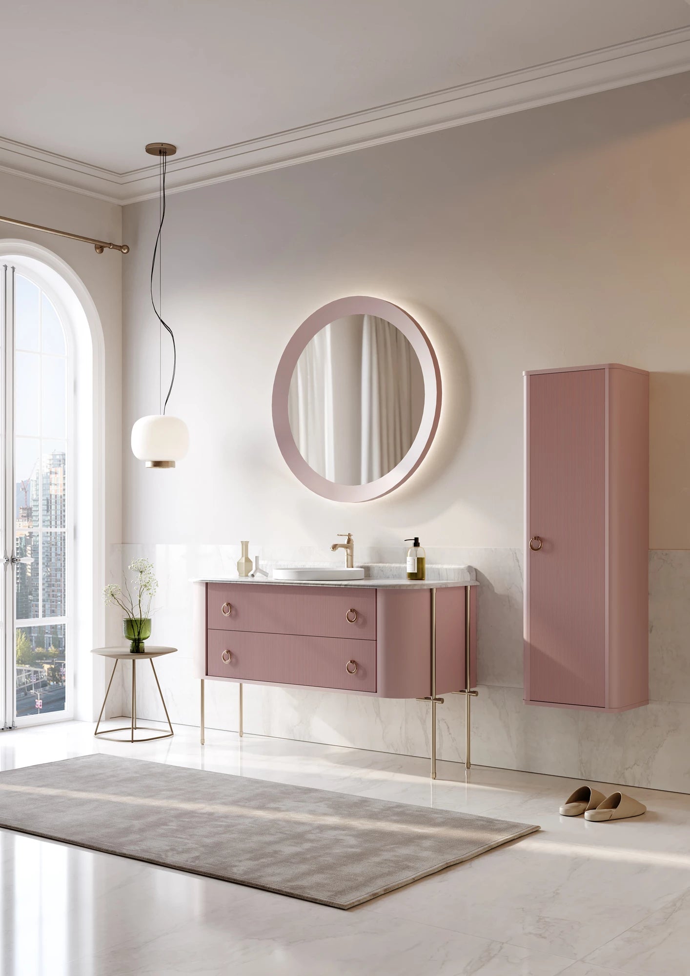 Felice Badmöbel Set mit Metallfüßen – Premium Marmorplatte & Keramik-Waschtisch | 100–147 cm