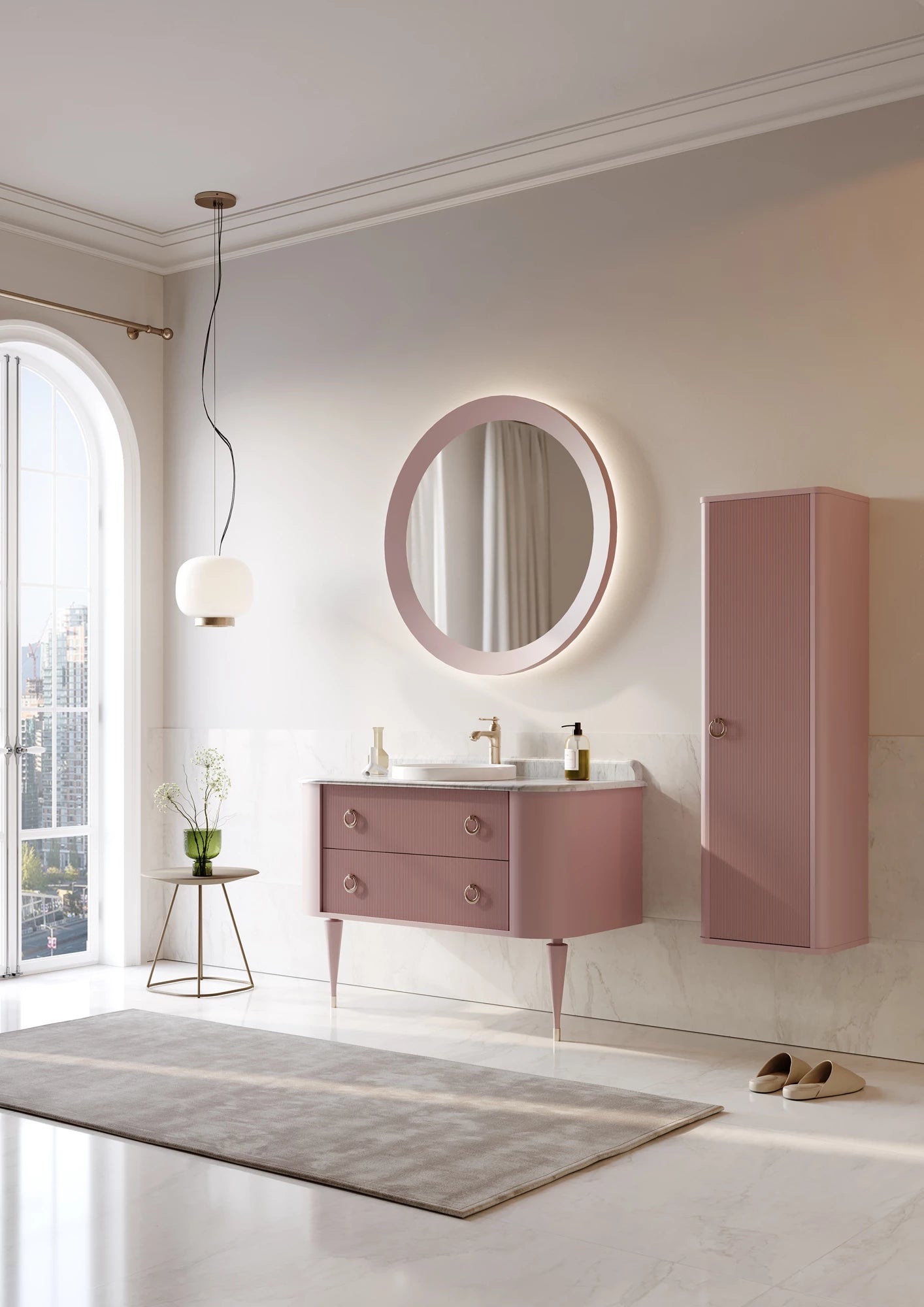 Felice Badmöbel Set mit Metallfüßen – Premium Marmorplatte & Keramik-Waschtisch | 100–147 cm