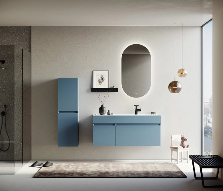 Lusso Badmöbel Set – Acryl-Waschtisch, LED-Spiegel & Mattlack MDF | 80–120 cm