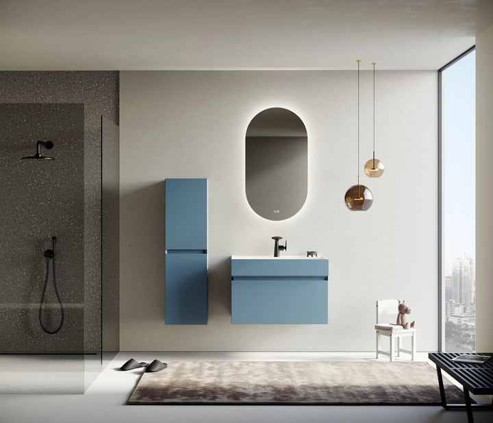 Lusso Badmöbel Set – Acryl-Waschtisch, LED-Spiegel & Mattlack MDF | 80–120 cm