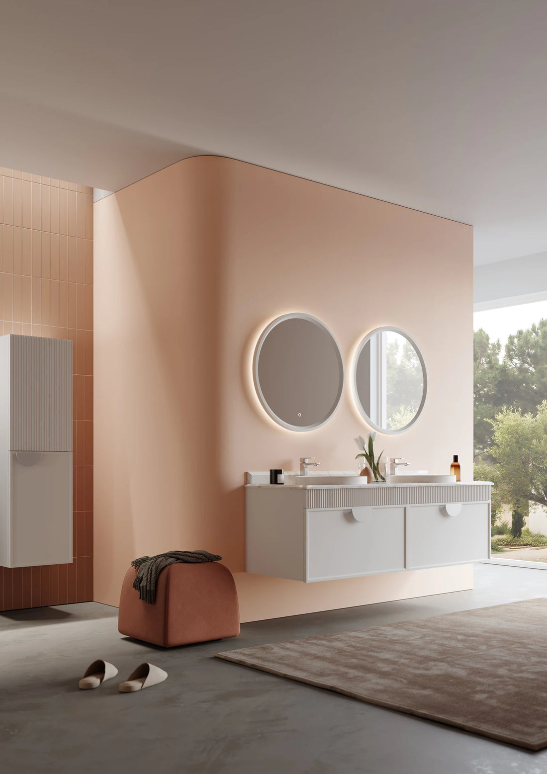 Molino Badmöbel Set – Marmorplatte, Keramik-Waschtisch & LED-Spiegel | 80–160 cm