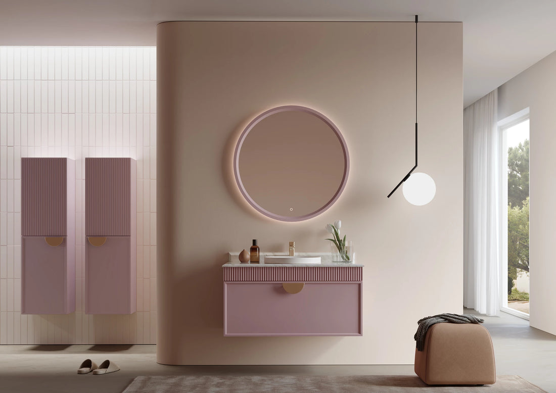Molino Badmöbel Set – Marmorplatte, Keramik-Waschtisch & LED-Spiegel | 80–160 cm