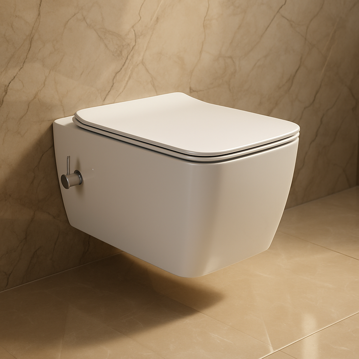 Hänge-WC Hera Rimless – Spülrandlos mit integrierter Bidetarmatur, Design & Hygiene in Perfektion