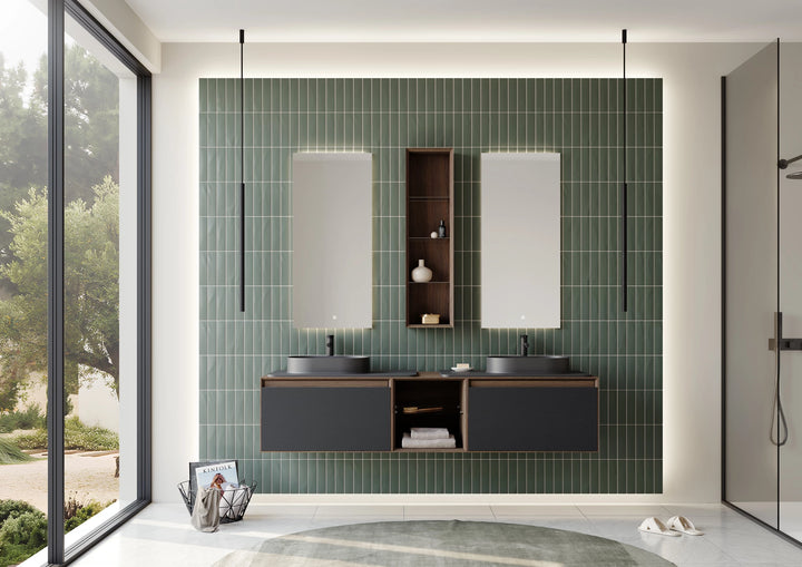 Pacific Badmöbel Set - Acryl Waschbecken - LED Spiegel - 110–180 cm Varianten